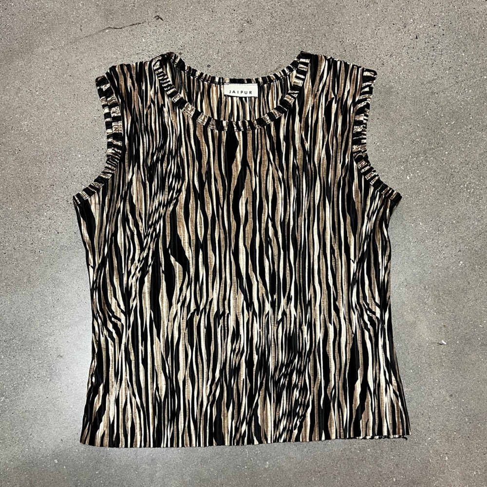 Jaipur Black and Tan Striped Tank Top
